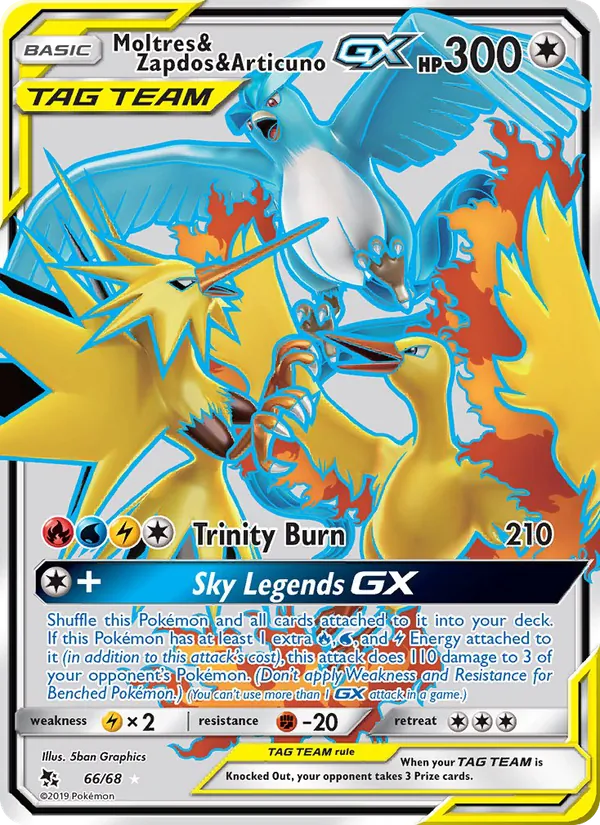 Carta Moltres & Zapdos & Articuno GX
