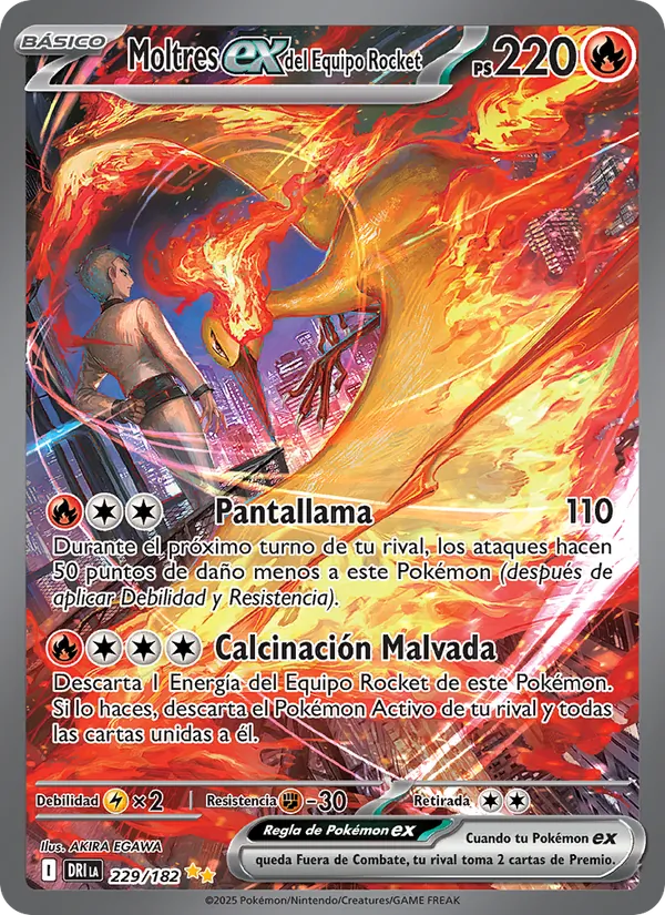 Carta Moltres ex del Equipo Rocket