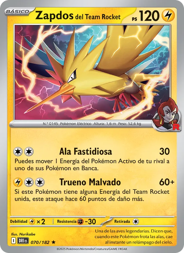 Carta Zapdos del Team Rocket
