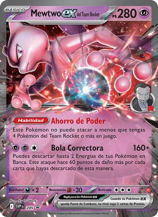 Carta Mewtwo ex del Team Rocket