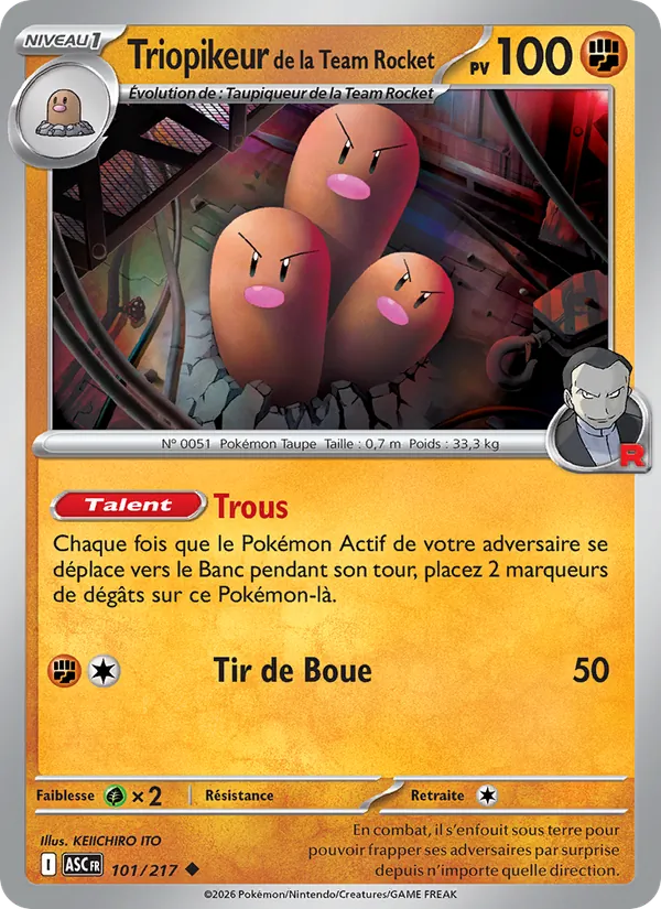 Carta Triopikeur de la Team Rocket