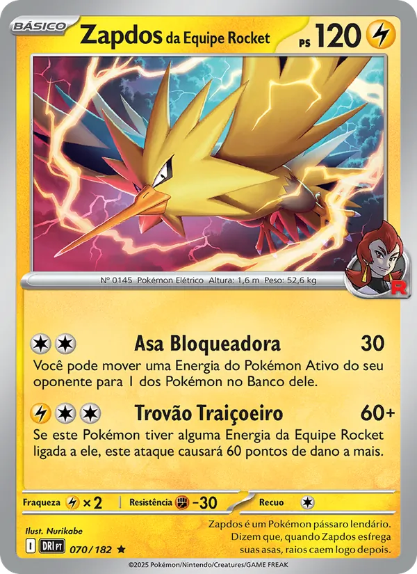Carta Zapdos da Equipe Rocket